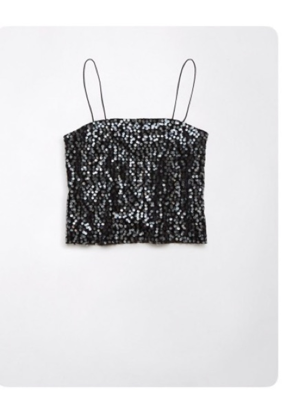 American Eagle Outfitters Black Sequin Crop Top with Thin Straps